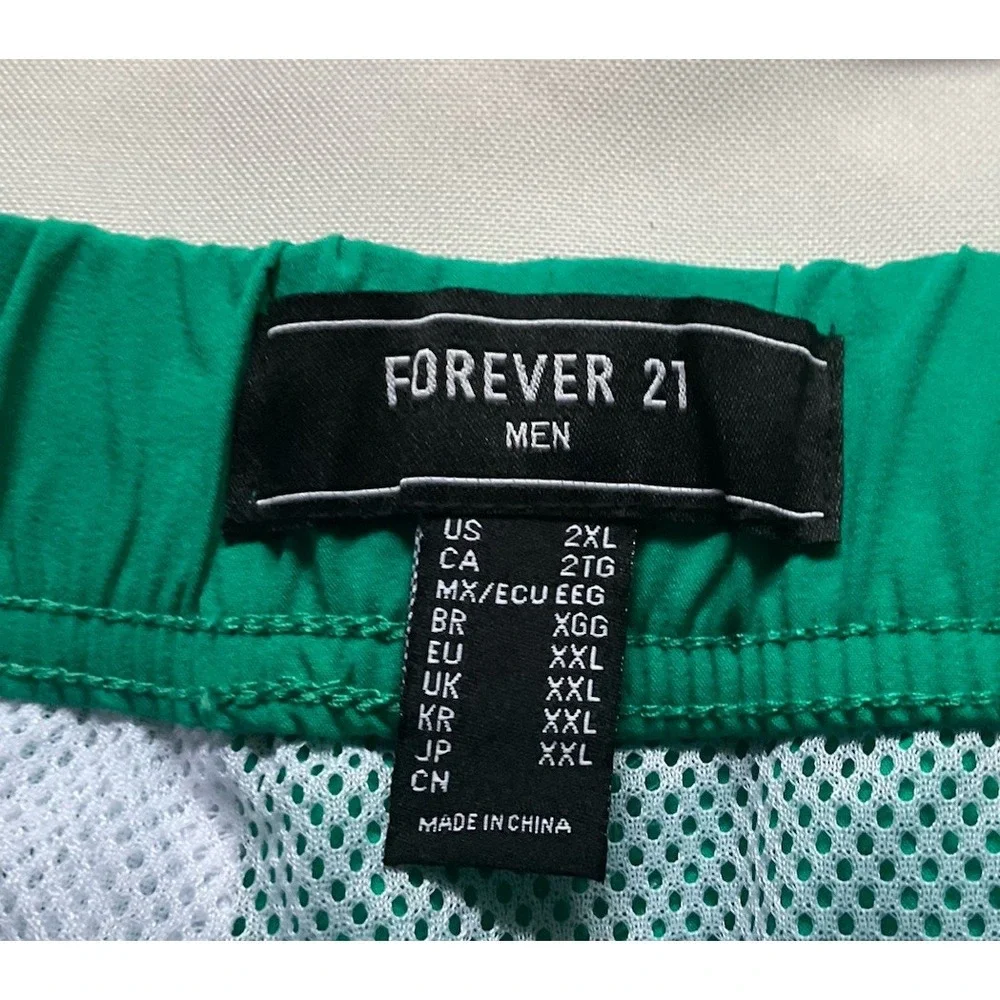 Forever 21 Mens Green Athletic Short Elastic Waist Drawstring Pockets Size 2XL - Picture 8 of 9